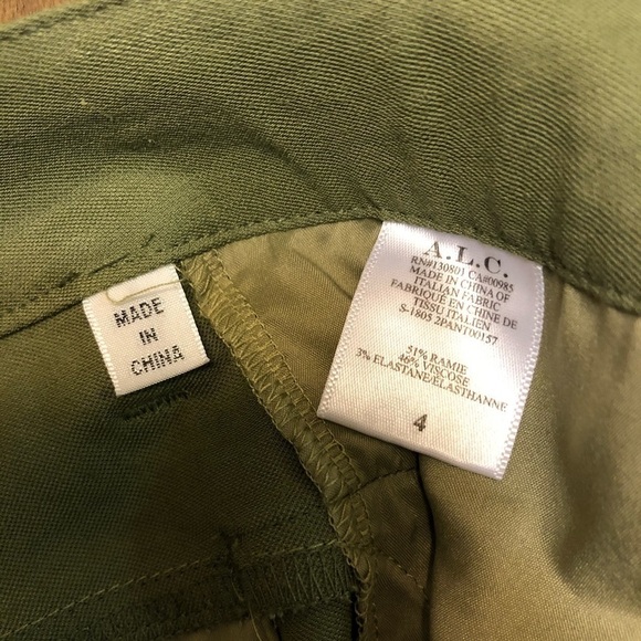 A.L.C. Linen teddy straight leg olive cropped pants size 4 - Picture 3 of 8